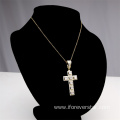 Hip hop cubic zirconia gold plated cross pendant